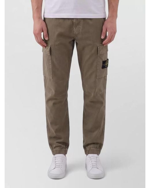 Stone Island Gray Stretch Cargo Pants Tapered Fit Old Treatment for men