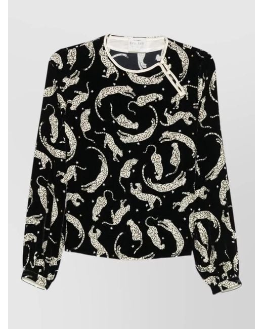 Forte_forte Black Velvet Printed Blouse