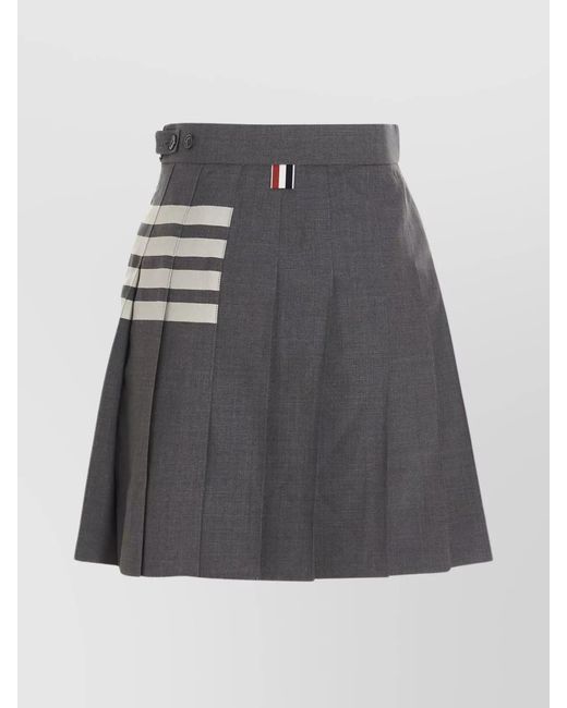 Thom Browne Gray Wool Pleated Knee-Length Skirt