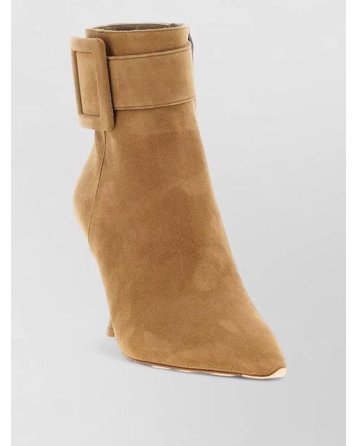 Roger Vivier Brown Viv City Ankle Boots Buckle Strap