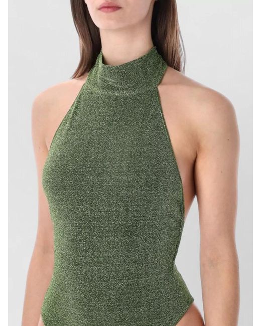 Oseree Green Lumiere Pearl One Piece High Neck Swimsuit