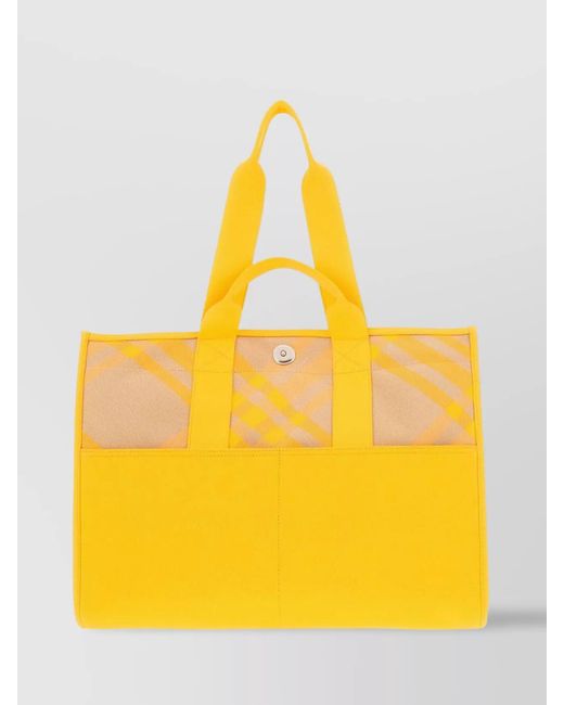 Burberry Yellow Printed Canvas Tote Bag