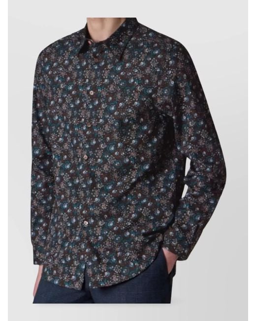 Paul Smith Blue Organic Cotton Long-Sleeve Regular-Fit Shirt for men