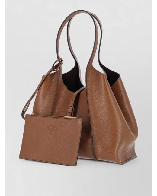 Tod's Brown Bucket Bag Shopper Metal Hardware Top Handle