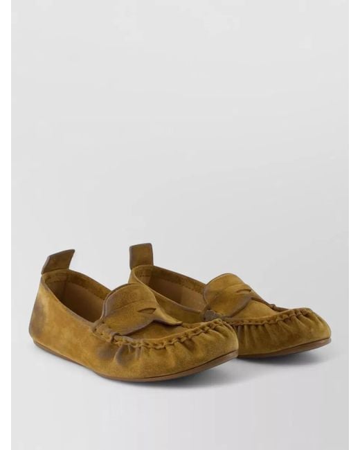 Acne Brown Smooth Calfskin Round Toe Flat Slippers