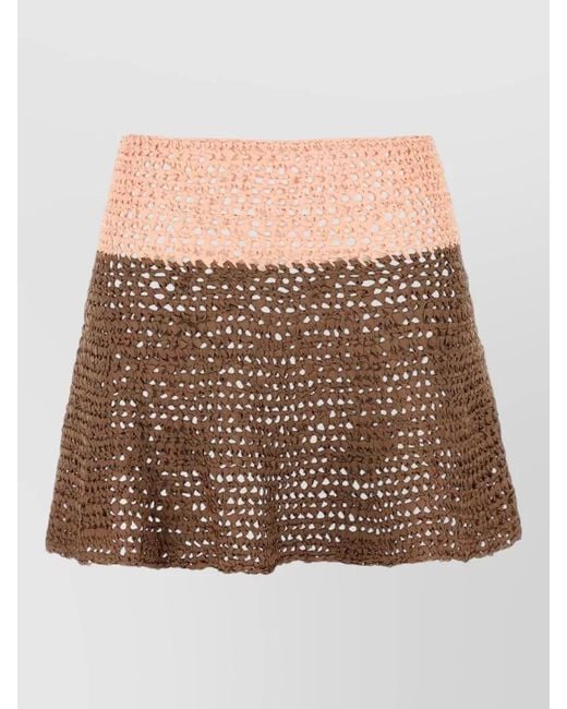 Loewe Brown Crochet Mini Skirt Ibiza Style