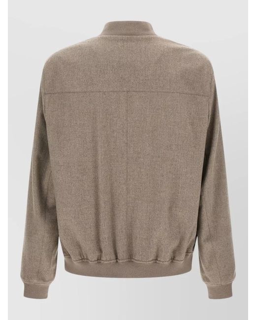 Brunello Cucinelli Brown Cashmere Bomber Jacket for men
