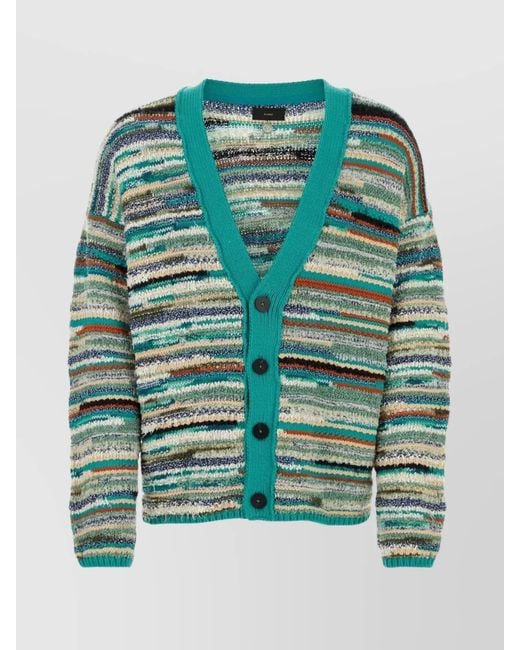 Alanui Green Embroidered Cotton Blend Cardigan for men