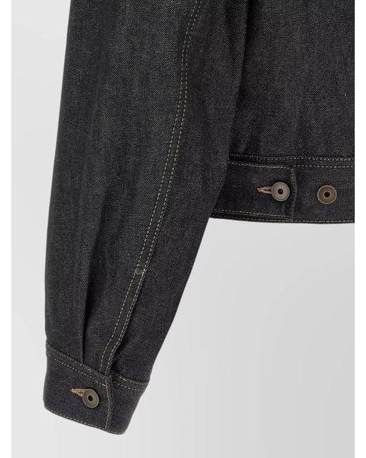 Lemaire Black Denim Trucker Jacket Regular Fit Collar for men