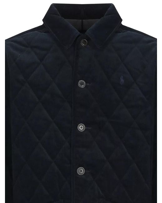 Ralph Lauren Blue Velvet Ribbed Padded Jacket for men