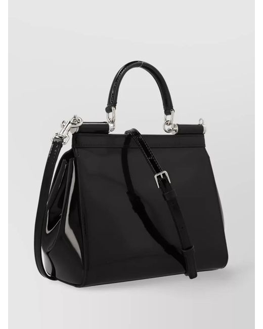 Dolce & Gabbana Black Sicily Kim Luxe Calf Leather Tote