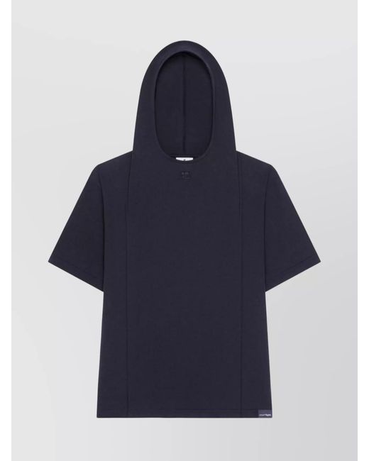 Courreges Blue Cotton Hooded T-Shirt