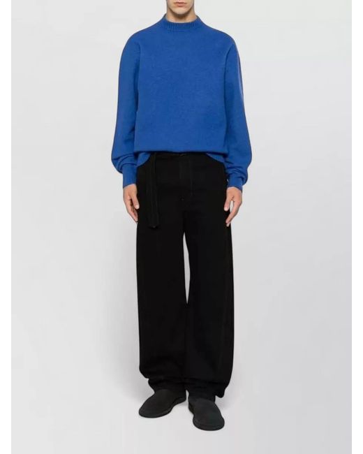 Jil Sander Blue Wool Turtleneck Sweater Long Sleeves for men