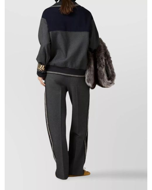 Miu Miu Gray Knit Trousers With Side Stripe Detail