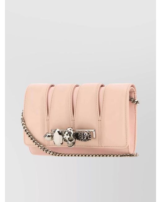 McQueen Pink The Slash Leather Clutch