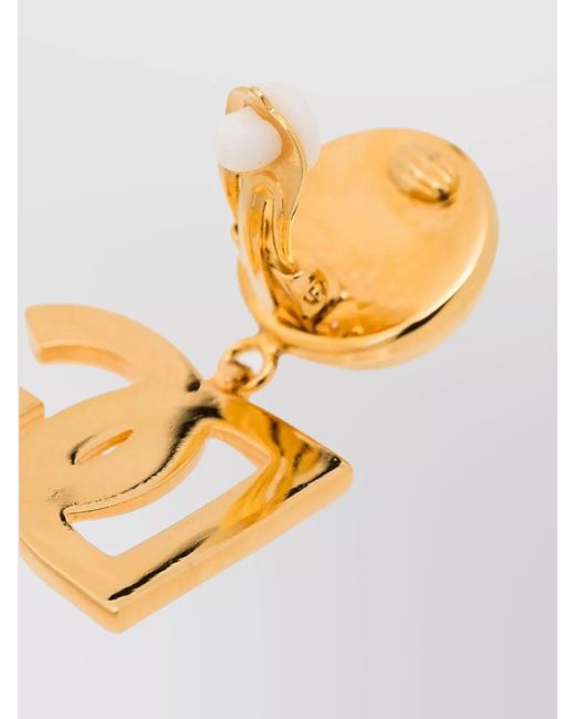 Dolce & Gabbana Metallic Brass Logo Clip-On Earrings