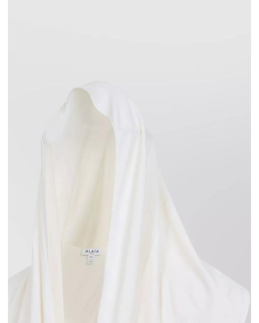 Alaïa White Hooded Draped Sleeveless V-Neck Body