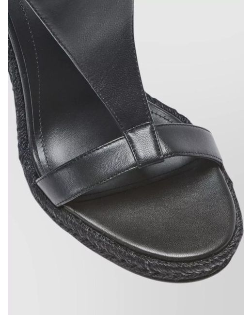 Balmain Black Anthem Wedge Lambskin Espadrilles