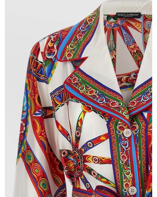 Dolce & Gabbana Red Silk Printed Shirt Jacket