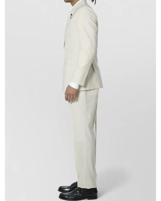 Lardini White Double Breasted Peak Lapel Straight Leg Suit for men