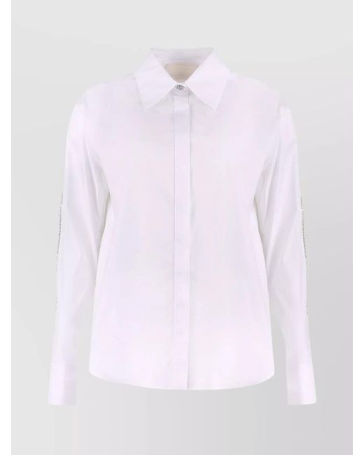 Genny White Embellished Stretch Poplin Shirt