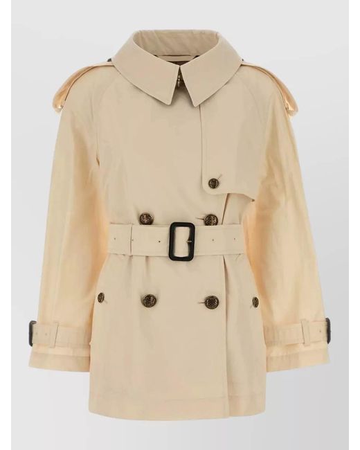 Burberry Natural Fitzrovia Cotton Trench Coat Notched Lapels