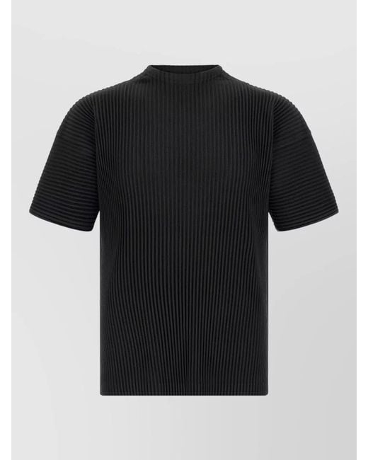 Homme Plissé Issey Miyake Black March Series Ribbed Crew Neck Top for men