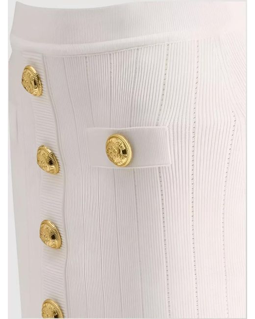 Balmain Natural Ribbed-Knit High-Rise Mini Skirt