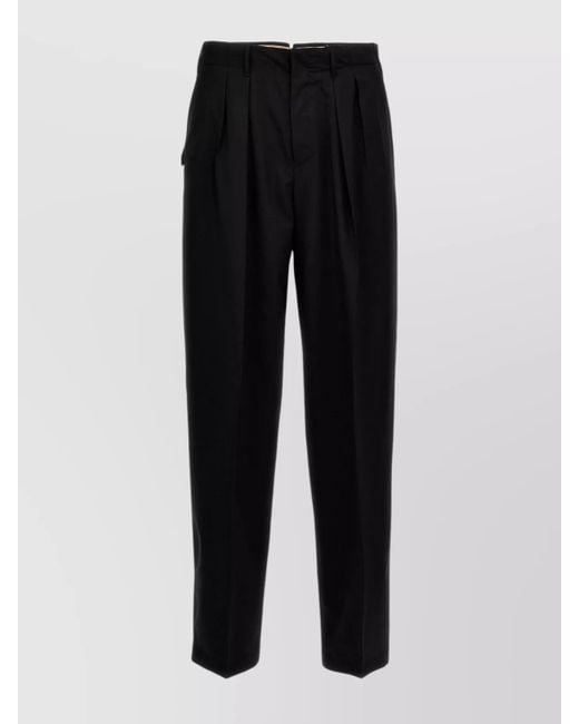 PT Torino Black Wool Tailored Trousers for men