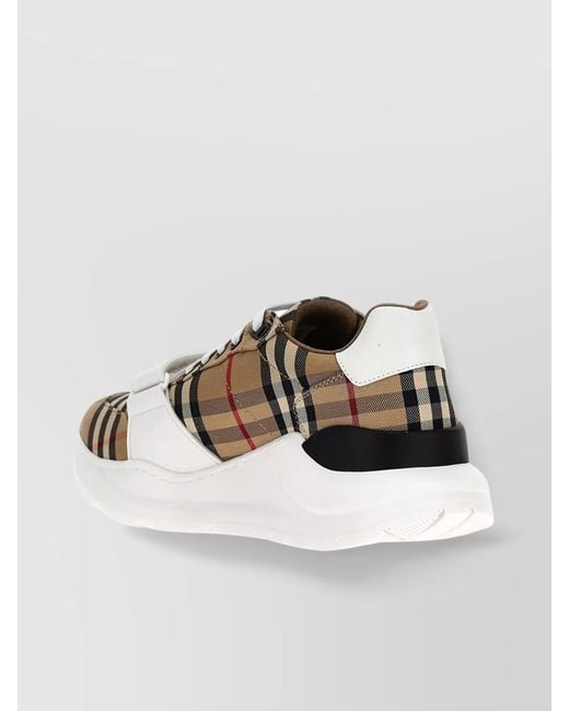 Burberry Metallic Checked Round Toe Sneakers With Rubber Sole for men