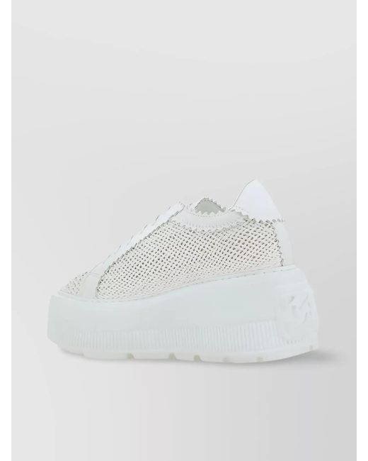 Casadei White Mesh Upper Platform Sole Sneakers