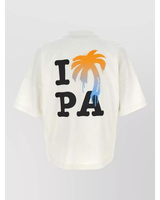 Palm Angels White I Love Pa Crew Neck Graphic T Shirt for men