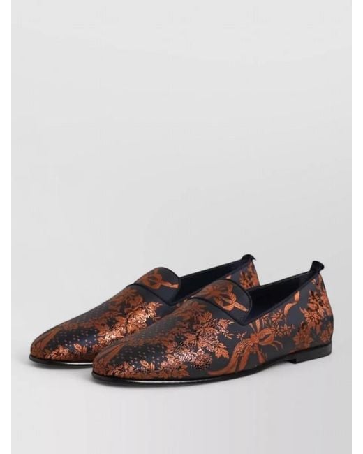 Dolce & Gabbana Brown Floral-Pattern Slip-On Loafers for men