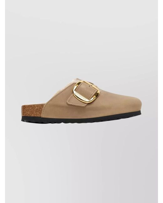 Birkenstock White Boston Round Toe Sandals With Buckle