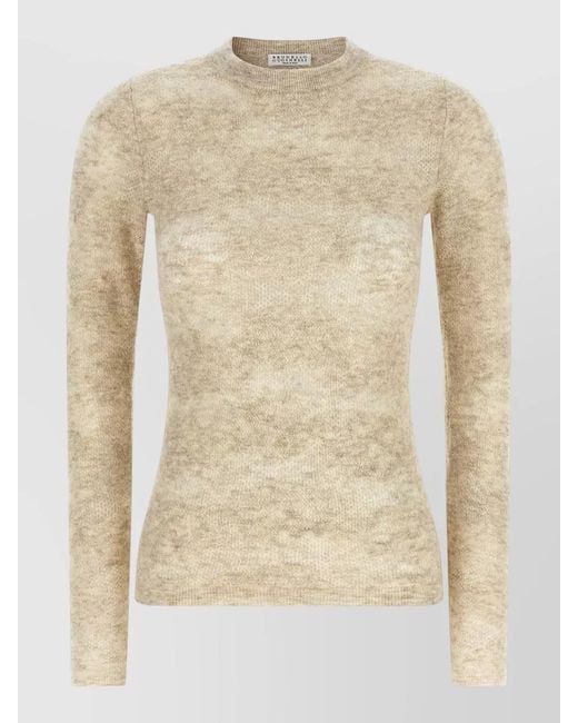 Brunello Cucinelli Natural Flower Lace Knit Silk Alpaca Sweater