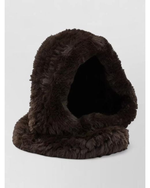 Pinko Black Cozy Faux Fur Oversized Soft Hats