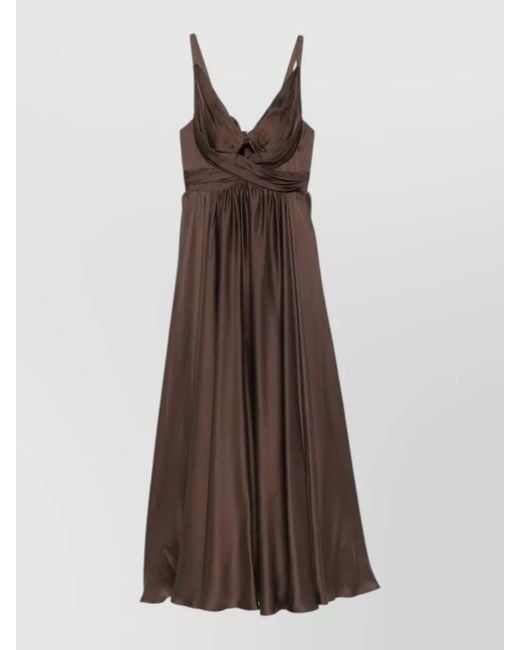 Zimmermann Brown Silk Draped Maxi Dress