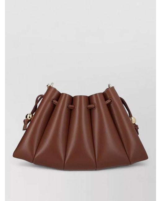 THEMOIRÈ Brown Pleated Crossbody Bag Adjustable Strap Hardware