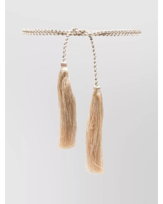 Forte Forte White Braided Belt With Crystal And Tassel Detail