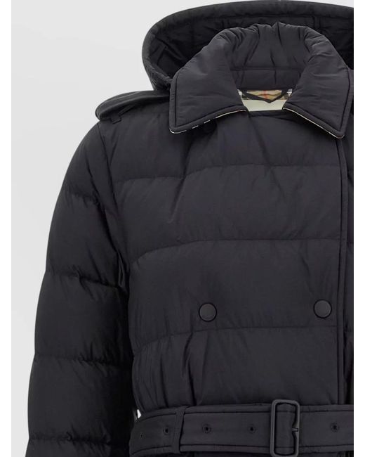 Burberry Blue Quilted Double-Breasted Belted Puffer Jacket