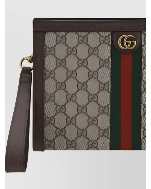 Gucci Gray Logo-Print Beauty Case Clutch Bag for men