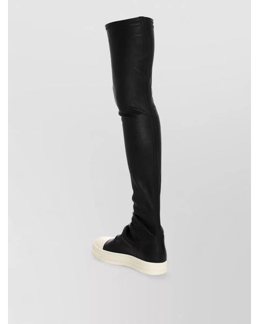 Rick Owens Black Cotton Over-The-Knee Boots