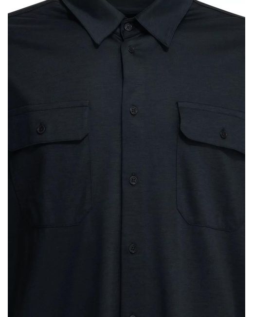 Tom Ford Blue Military Style Casual Shirt Long Sleeves for men