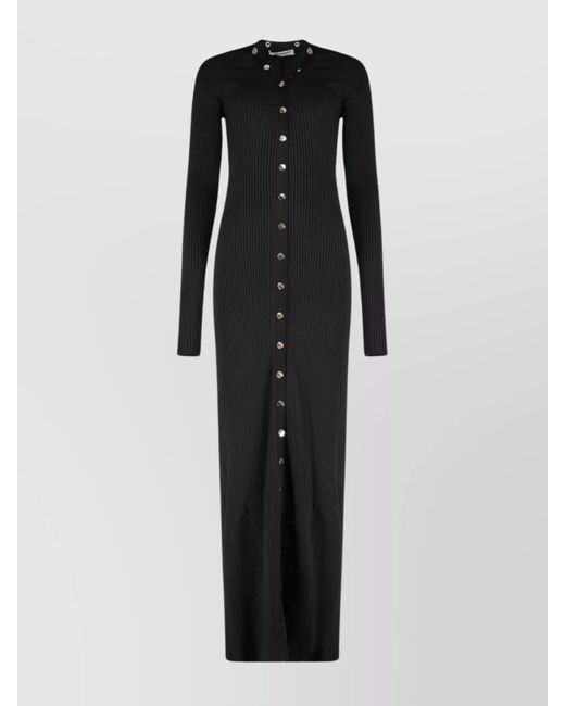 The Attico Black Ribbed-Knit Long Cardigan