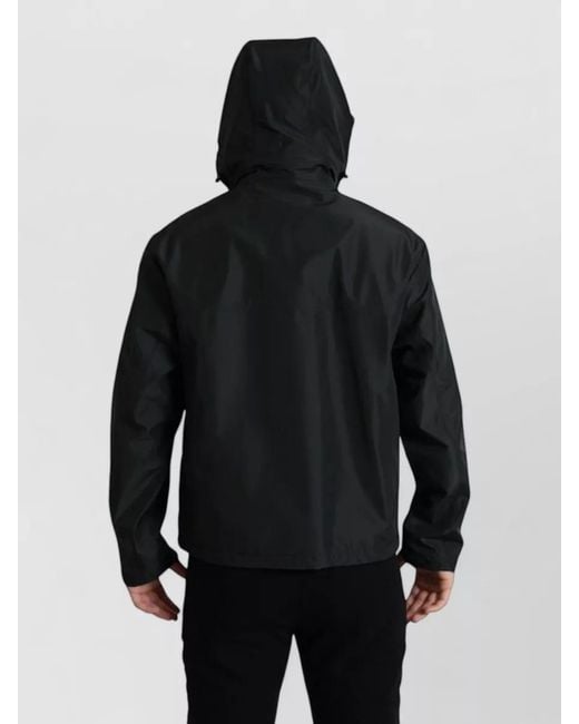 Dolce & Gabbana Black Hooded Logo Polyamide Windbreaker Jacket for men