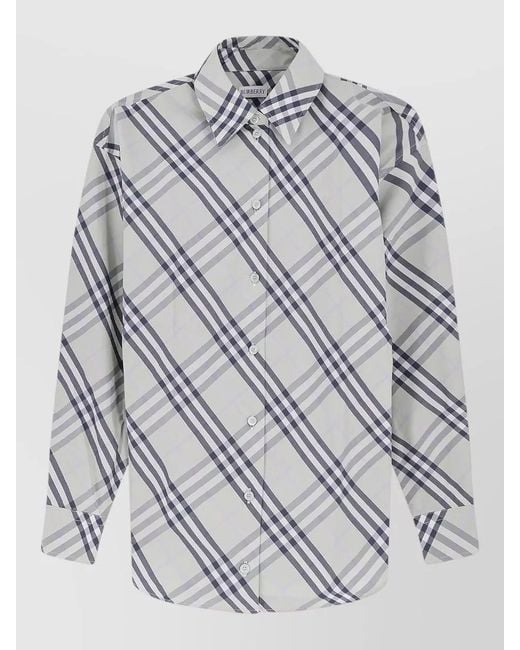 Burberry Gray Checked Cotton Long-Sleeve Shirt