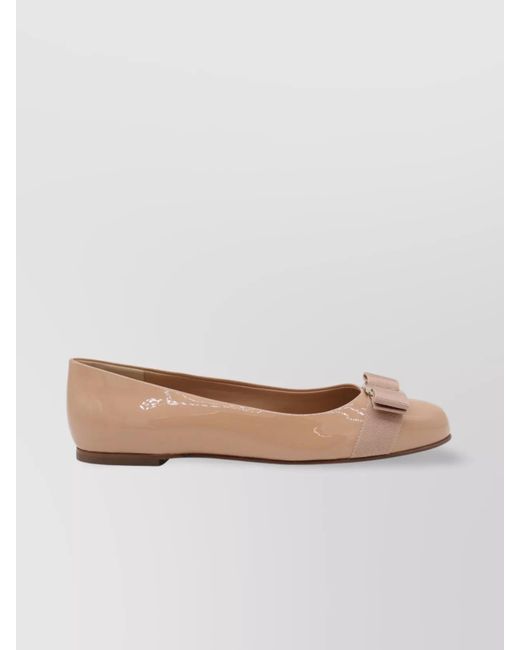 Ferragamo Multicolor Round Toe Patent Finish Ballerina Shoes