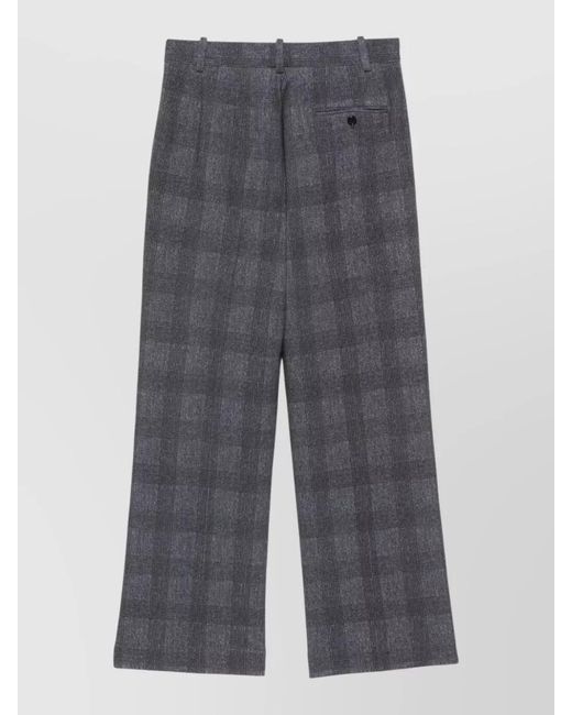 Circolo 1901 Gray Check Cotton Blend Trousers Mid Rise