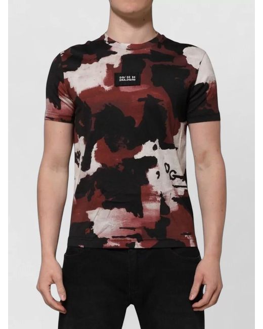 Dolce & Gabbana Black Camouflage Crew Neck T Shirt for men