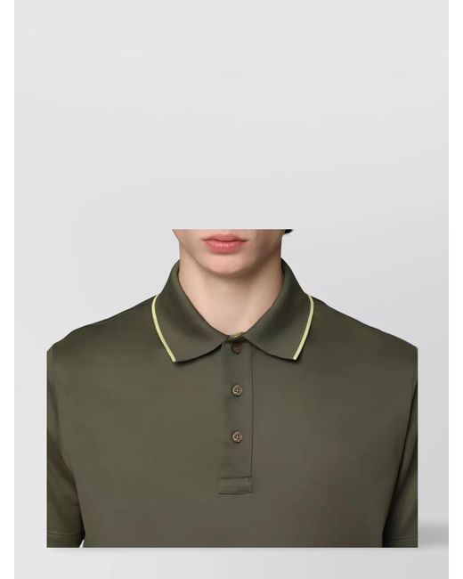 Paul & Shark Green Ribbed Cotton Short-Sleeve Polo Shirt for men